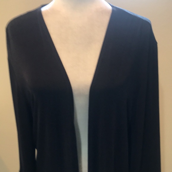 Chicos Travelers Brown Open Front Stretch Knit Cardigan with Beaded Cuffs-Size 2 - Picture 2 of 12